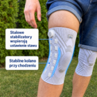 Stalowe stabilizatory po bokach Orteo PRO wspierają kolano przy chodzeniu